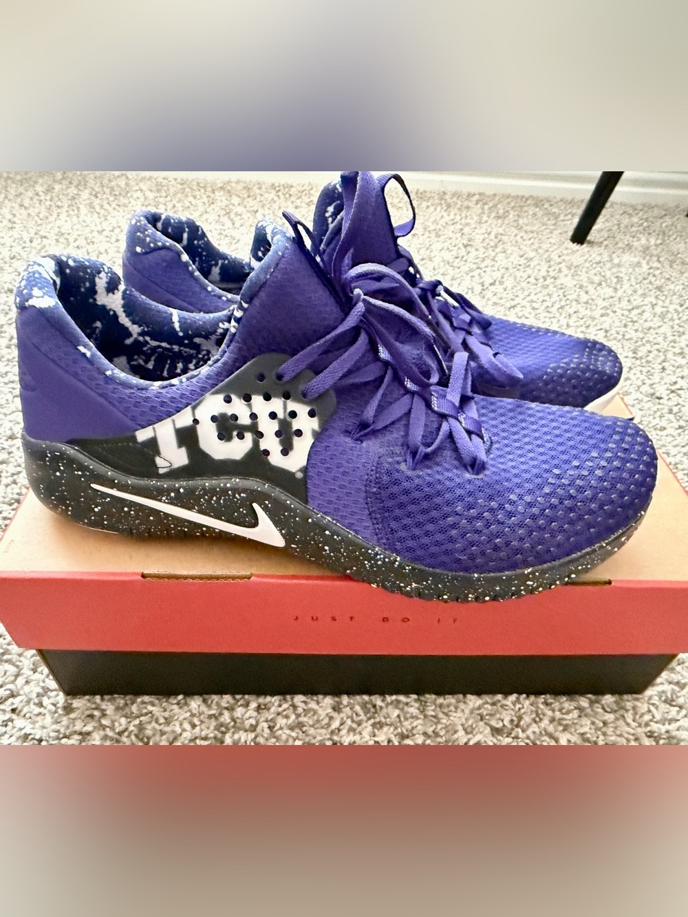 Nike Free TR 8 Mens Size 12 TCU Horned Frogs Purple Running Shoes